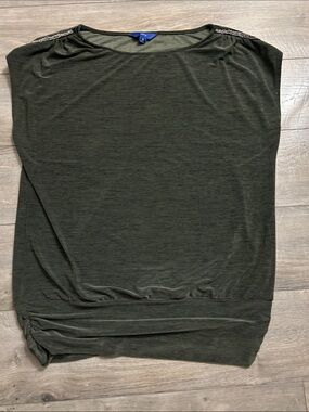 Flattering Olive Shirt with Silver Details